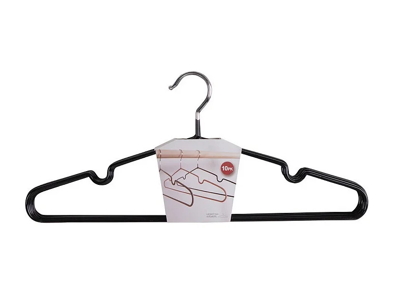 Zestaw 10 Wieszaków Massa, Czarny, 41x4x18 cm, Seven Design