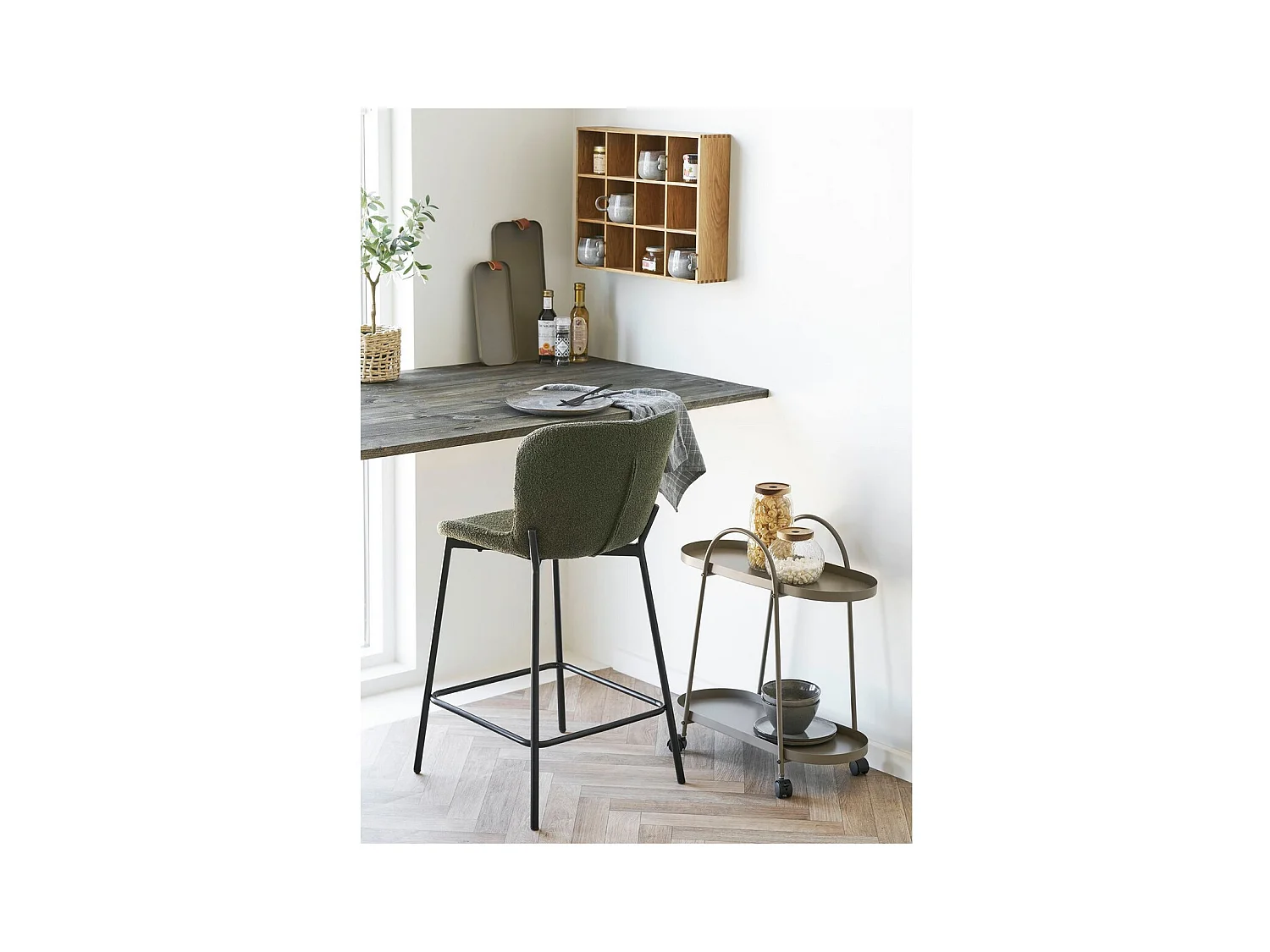 Lot de 2 Tabourets Hauts Maceda, Noir, 47x55x95 cm, Seven Design