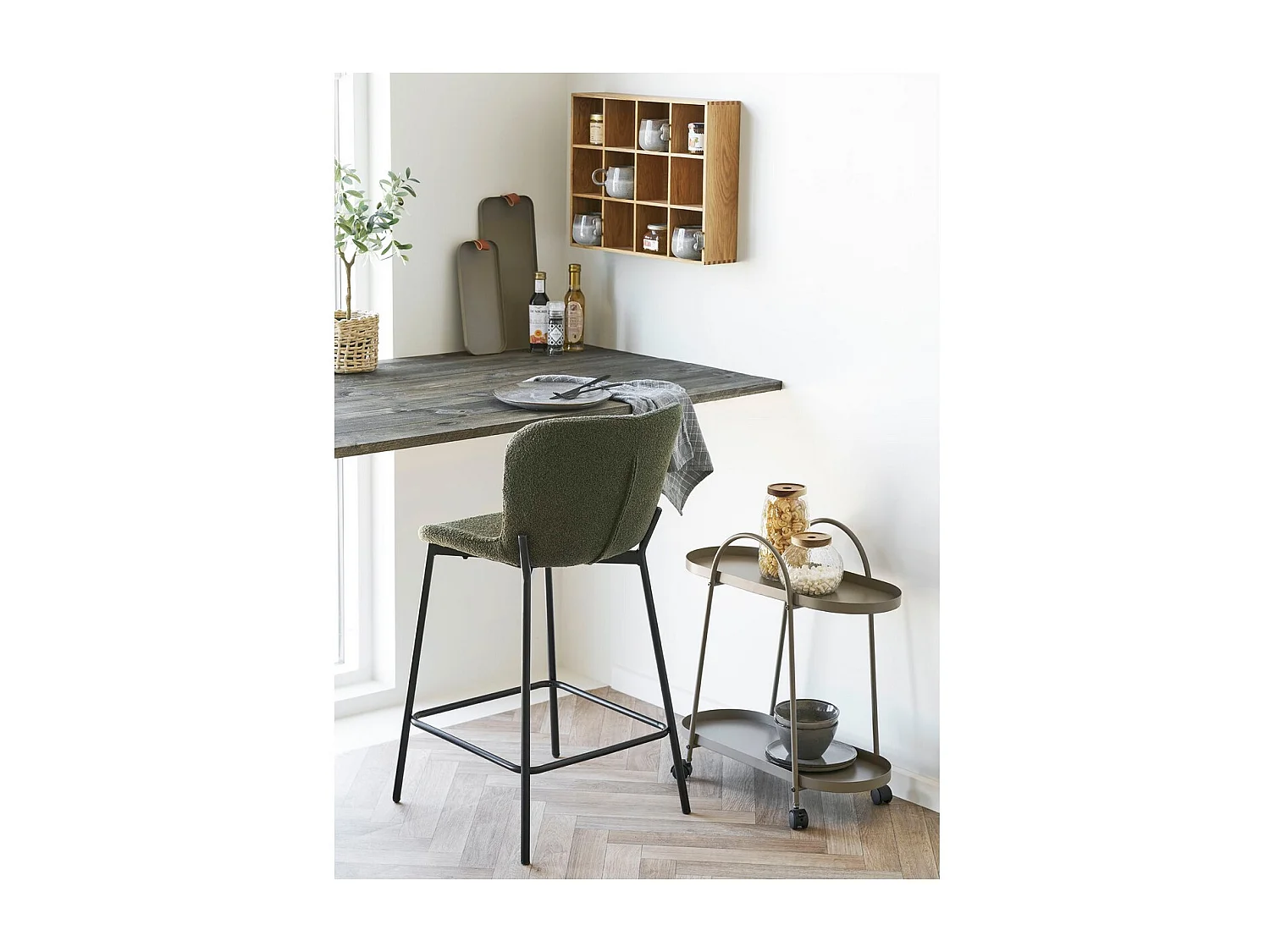 Zestaw 2 wysokich stołków Maceda, Czarny, 47x55x95 cm, Seven Design