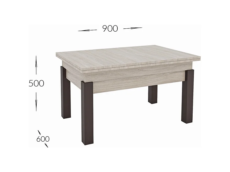 Table d'Appoint Transformable Foggy, Marron, 120x90x75 cm, Seven Design