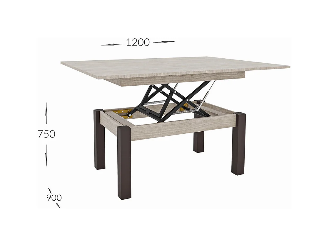 Table d'Appoint Transformable Foggy, Marron, 120x90x75 cm, Seven Design