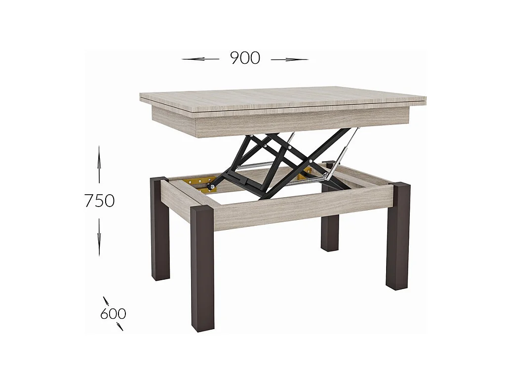 Table d'Appoint Transformable Foggy, Marron, 120x90x75 cm, Seven Design