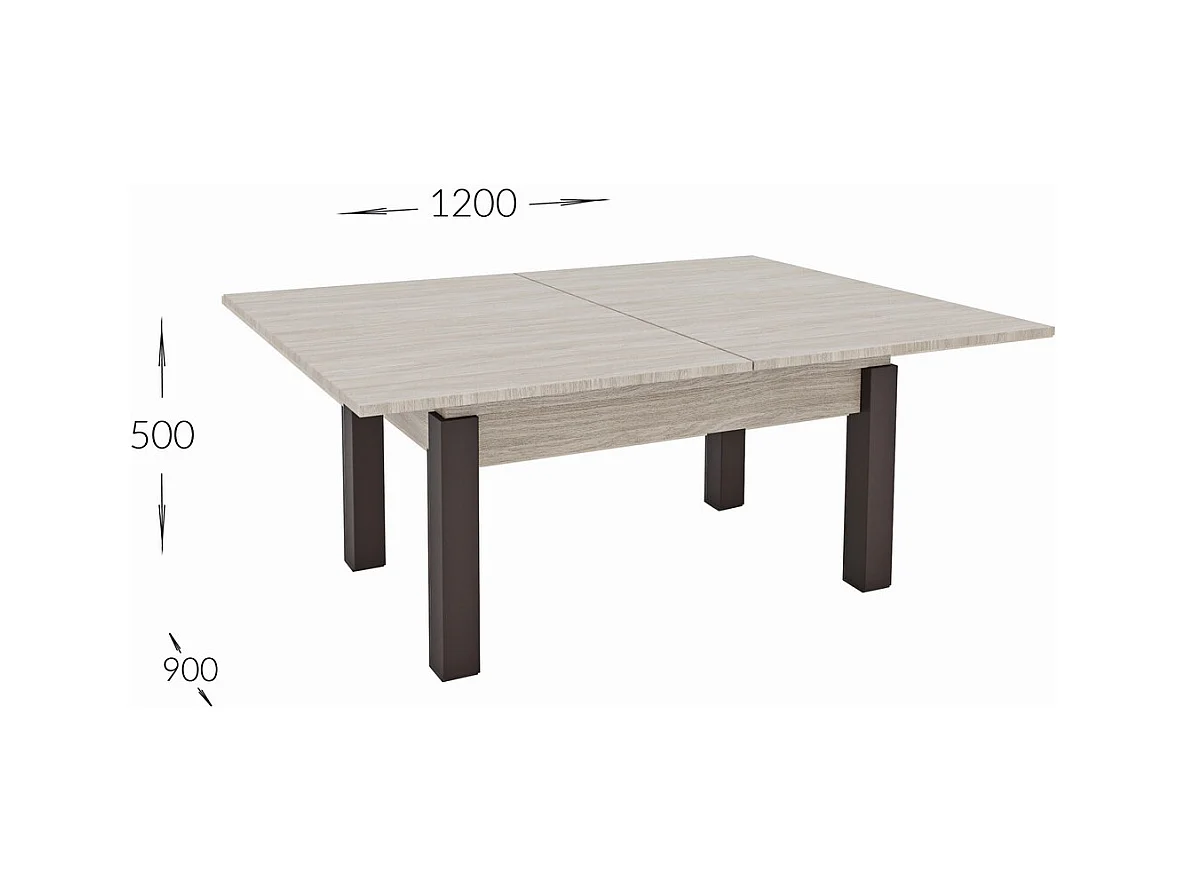 Table d'Appoint Transformable Foggy, Marron, 120x90x75 cm, Seven Design