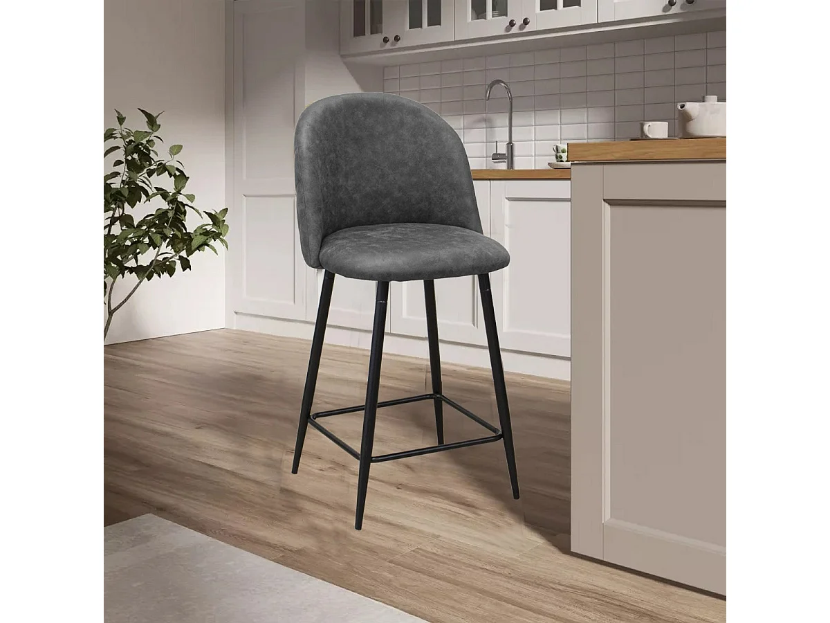 Lot de 4 Tabourets Hauts Denise Sgabi, Gris, 44x47x101 cm, Seven Design