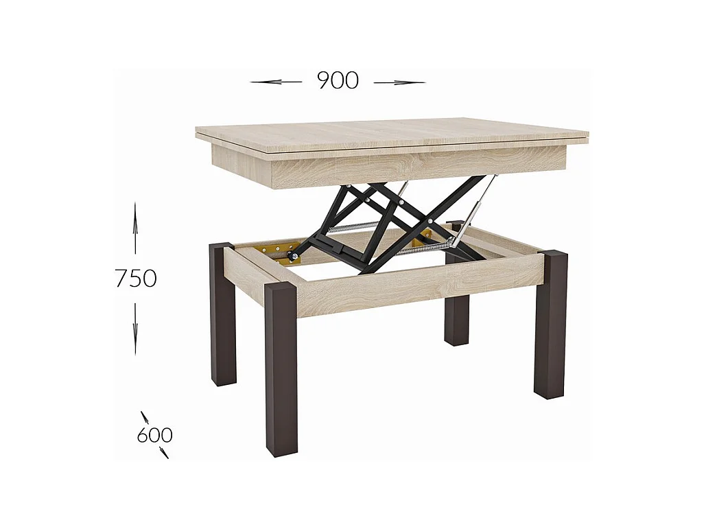 Table d'Appoint Transformable Moon, Marron, 120x90x75 cm, Seven Design