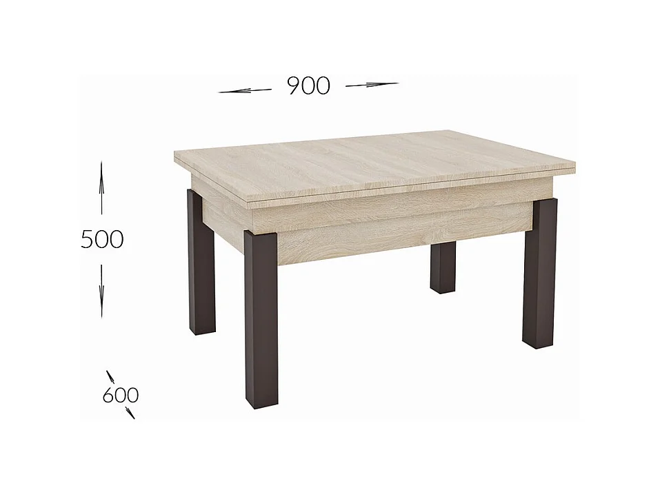 Table d'Appoint Transformable Moon, Marron, 120x90x75 cm, Seven Design