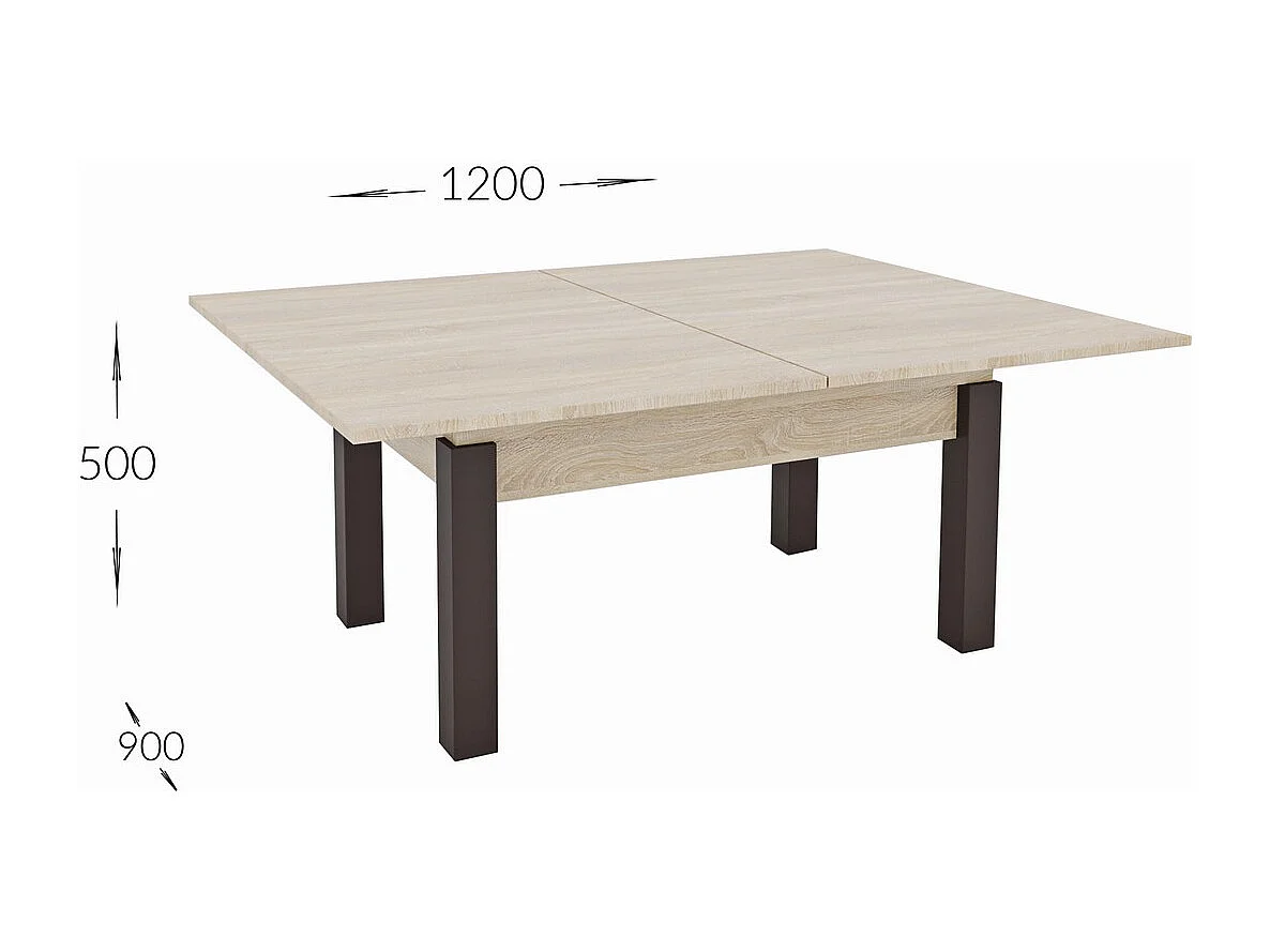 Stolik Kawowy Przekształcalny Księżyc, Brązowy, 120x90x75 cm, Seven Design