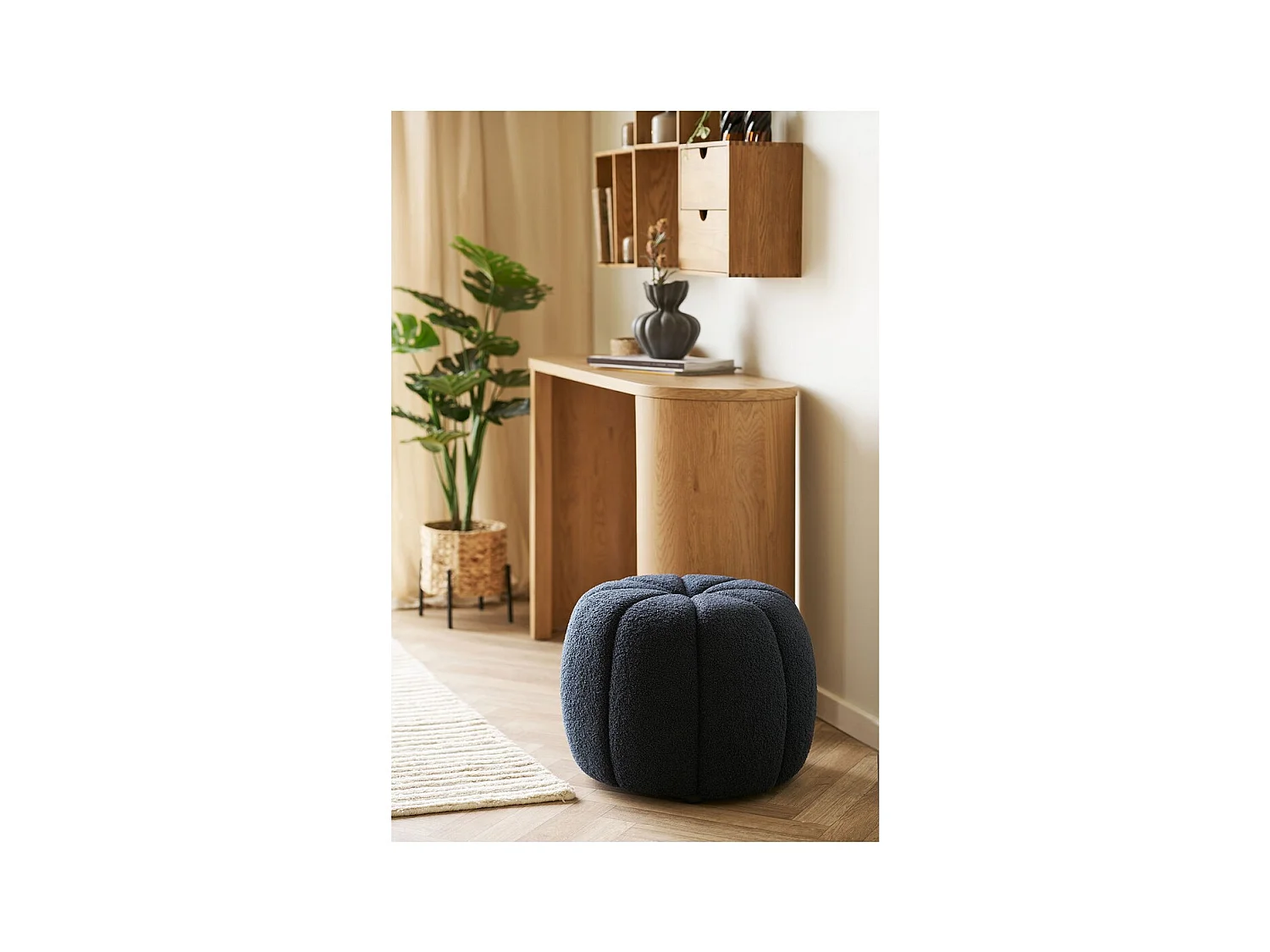 Pouf Paisley, Noir, 48x48x38 cm, Seven Design