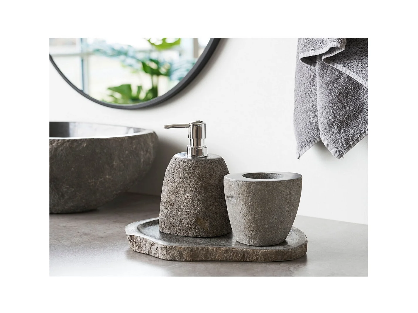 Plateau de Salle de Bain Gara, Gris, 30x25x3 cm, Seven Design