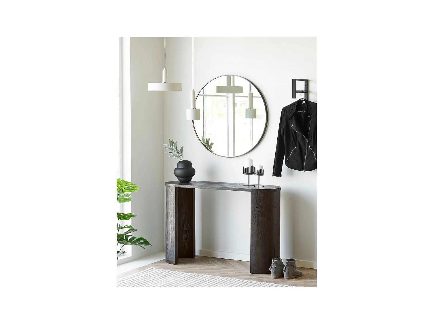 Table Console Bibione, Noir, 114x38x75 cm, Seven Design