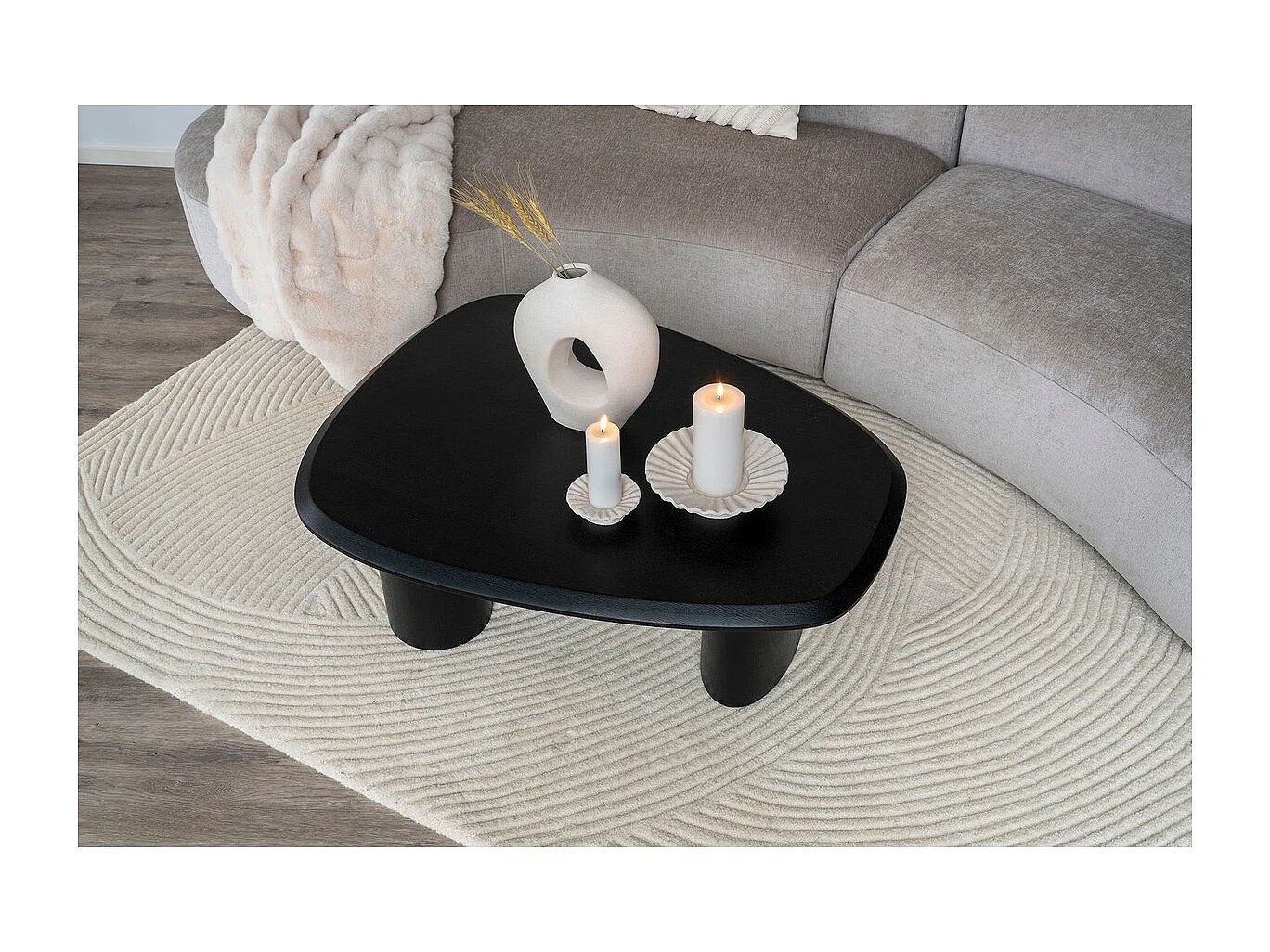 Tapis de Salon Rectangulaire Pune, Blanc, 160x230x1 cm, Seven Design