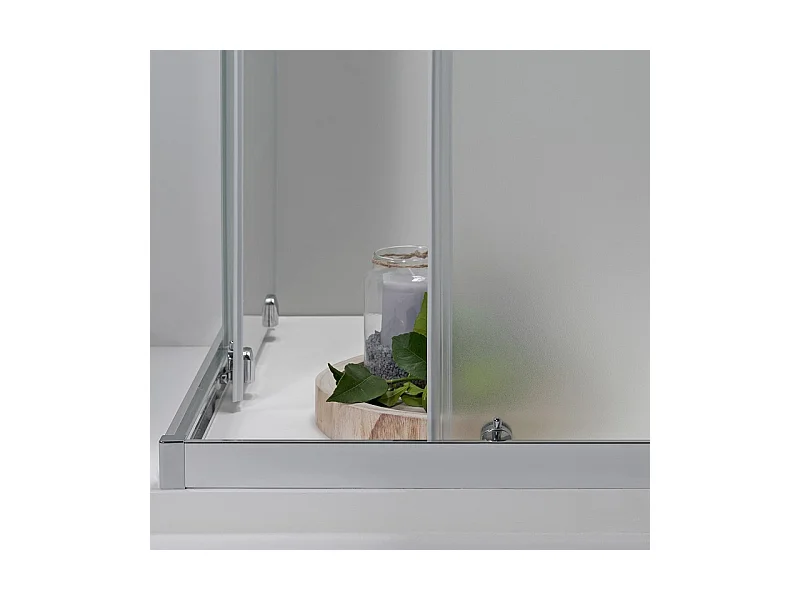 Cabina Box Doccia Angolare Elite 80 X 100 Cm Scorrevole Opaco Cristallo Temperato 6 mm