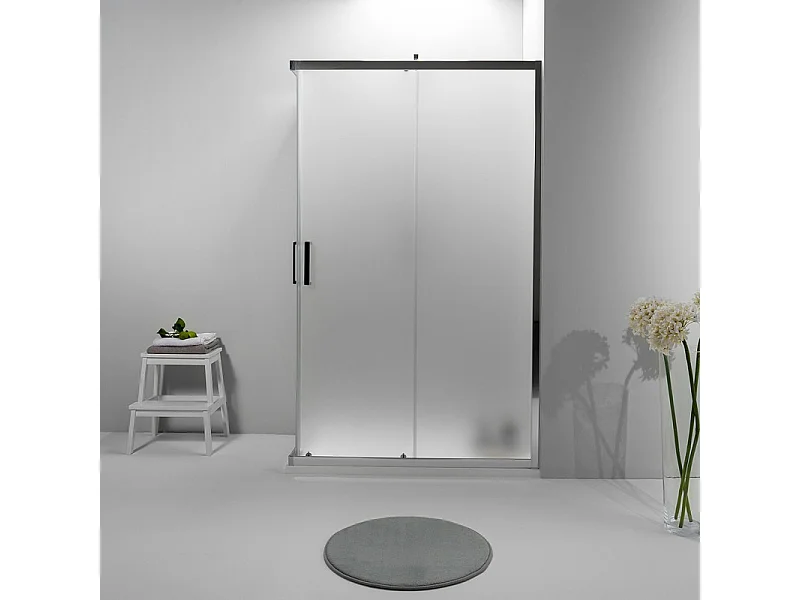 Cabina Box Doccia Angolare Elite 80 X 90 Cm Scorrevole Opaco Cristallo Temperato 6 mm