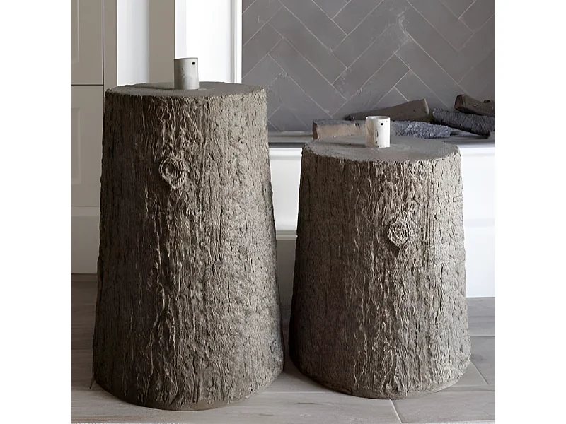 Base "Legnò" con efecto tronco para árbol de Navidad con soporte de metal 31,5x45 cm h