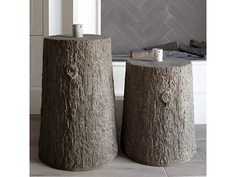 Base "Legnò" con efecto tronco para árbol de Navidad con soporte de metal 31,5x45 cm h