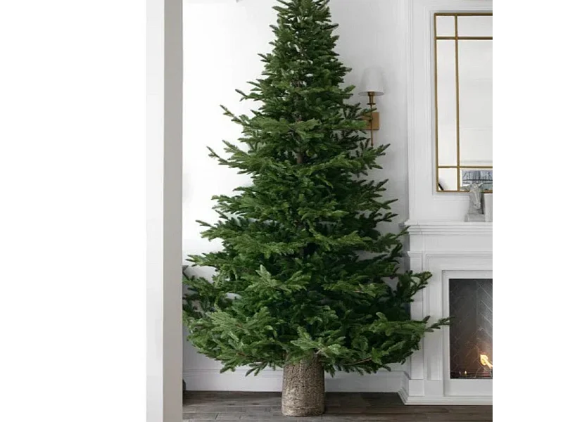 Base "Legnò" con efecto tronco para árbol de Navidad con soporte de metal 31,5x45 cm h