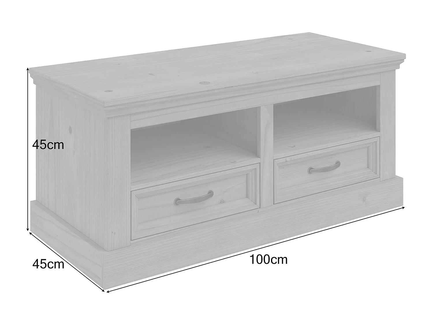 Selma | Banc avec 2 tiroirs teinté blanc