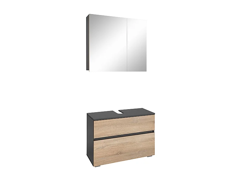 Wisla  | Set de salle de bain avec 2 armoires en aspect chêne