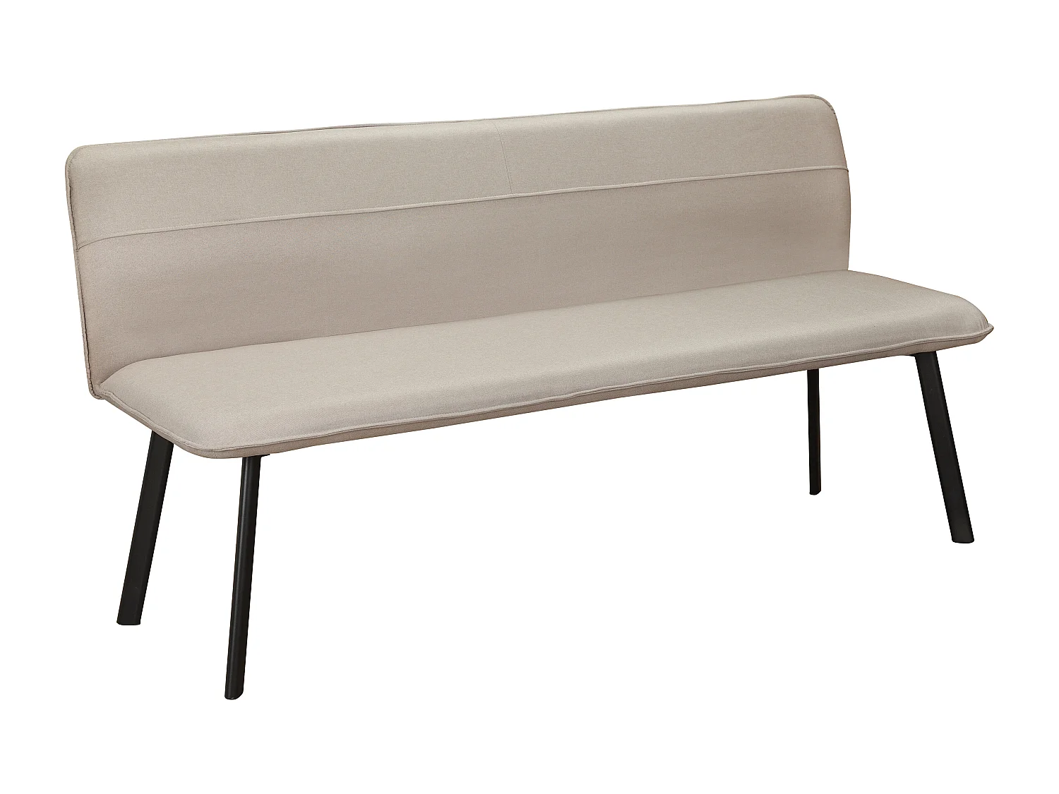 Taylor | Banco de comedor en tela crema y patas de metal negro