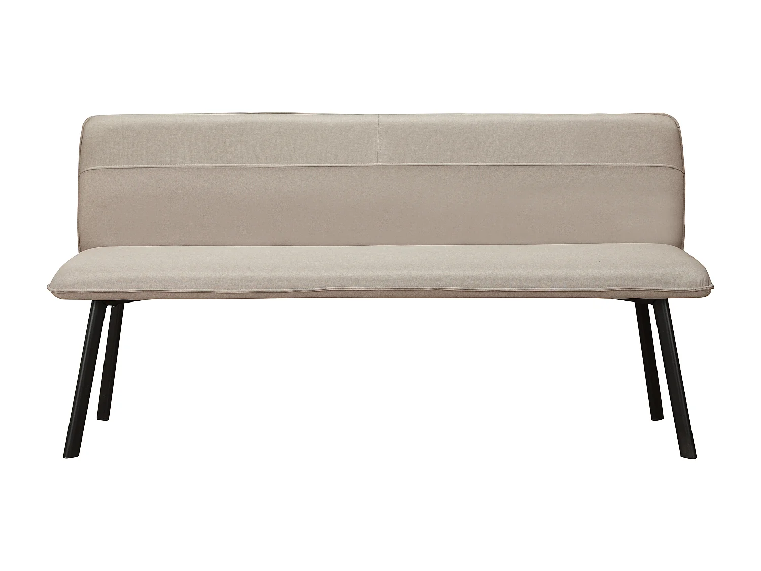 Taylor | Banco de comedor en tela crema y patas de metal negro