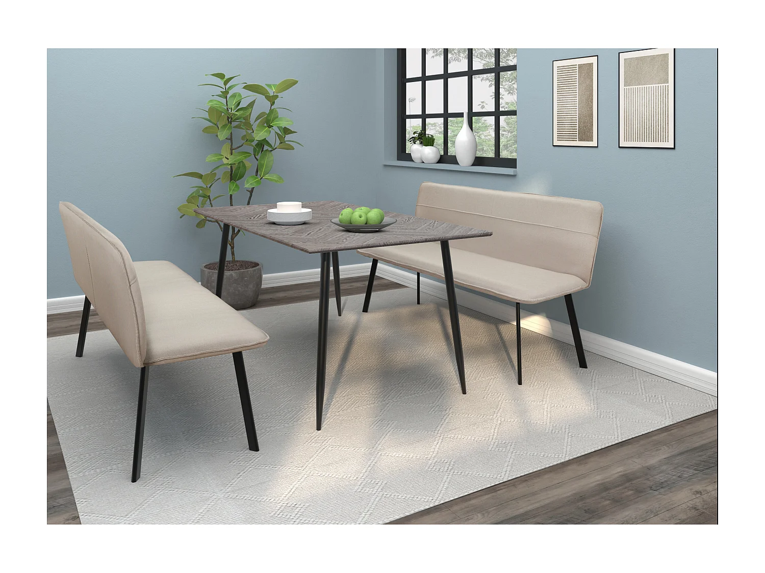 Taylor | Canapé 2 places avec 1 fauteuil inclinable électrique en tissu crème