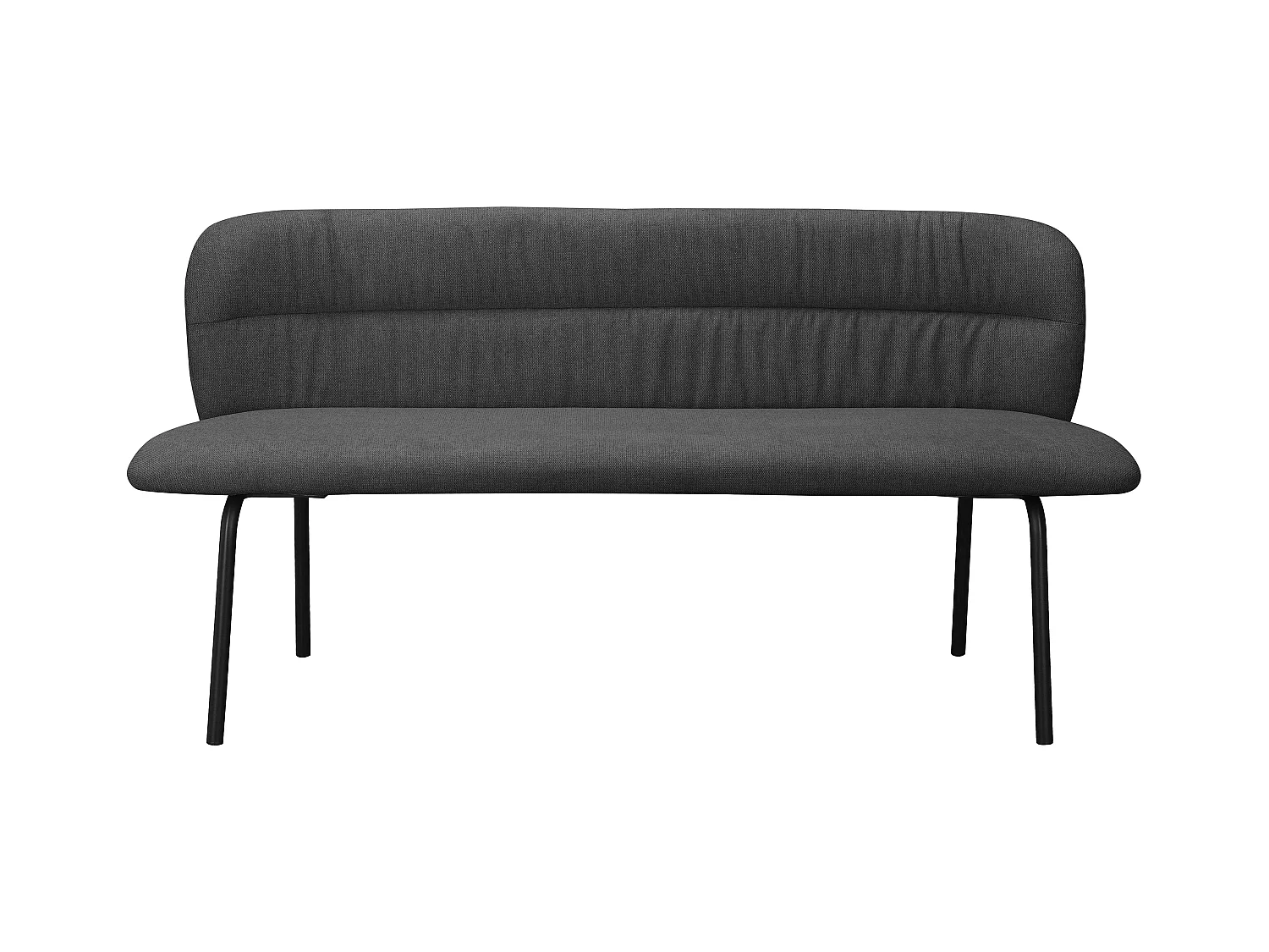 Casey | Panca da pranzo in tessuto antracite con gambe in metallo nero