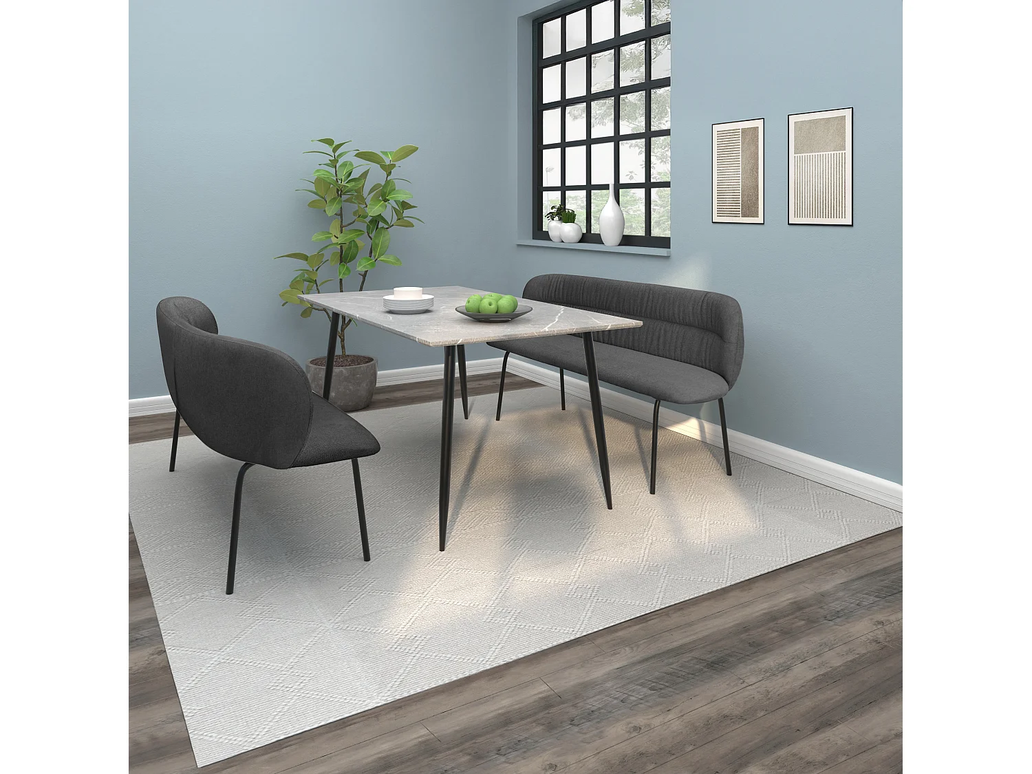 Carpari | Canapé 3 places avec 1 fauteuil inclinable électrique en tissu anthracite