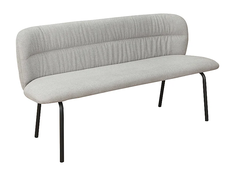 Casey | Panca da pranzo in tessuto antracite con gambe in metallo nero