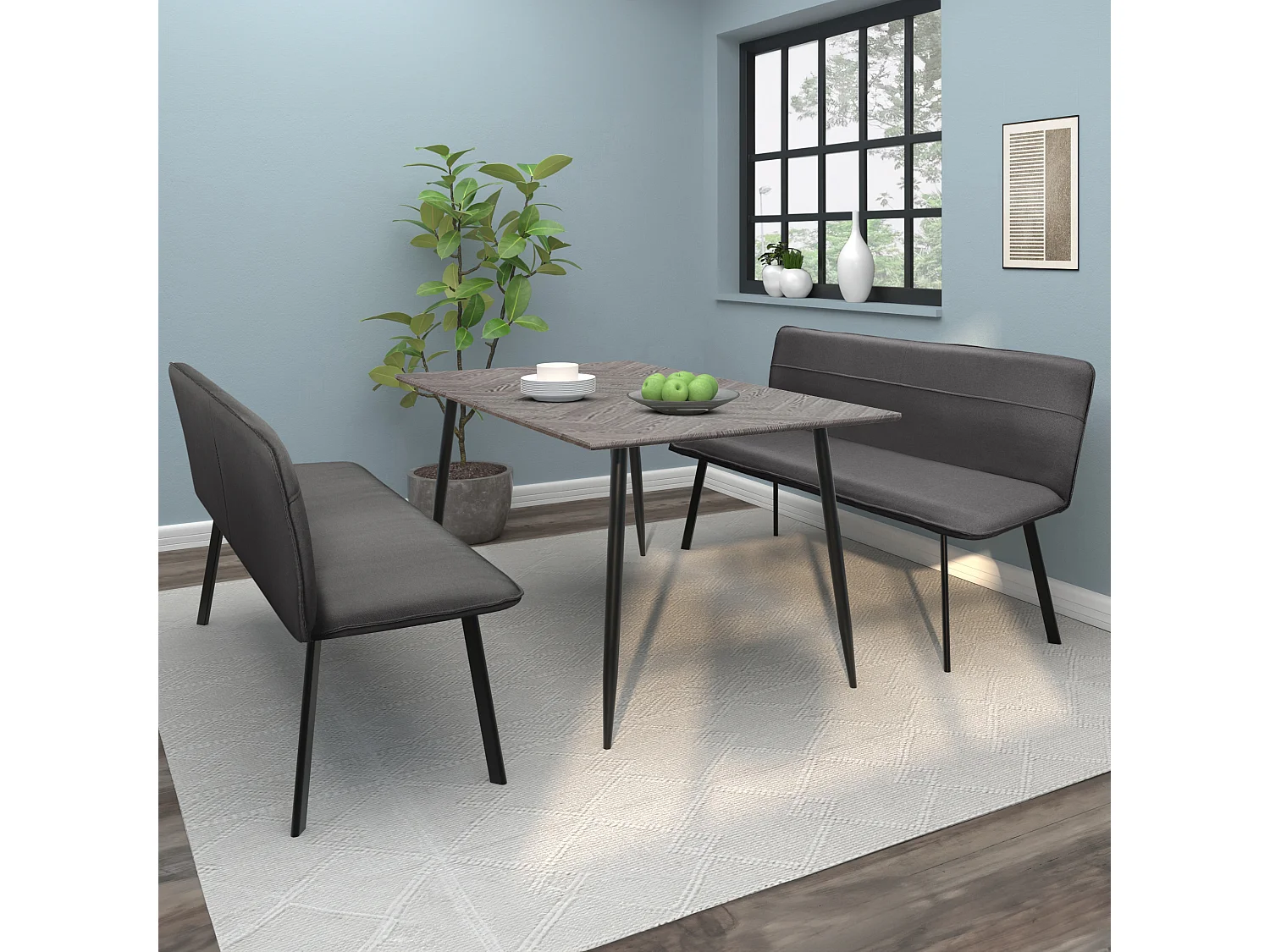 Carpari | Canapé 3 places avec 2 fauteuils inclinables manuels en tissu gris clair