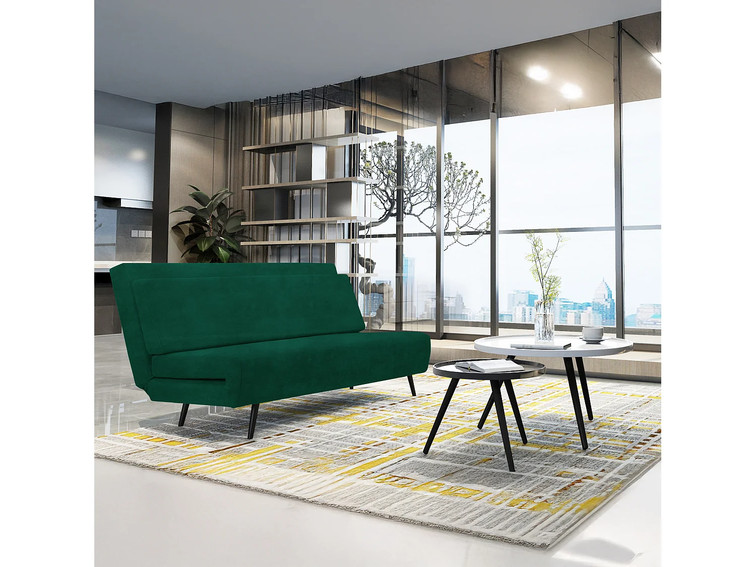 Mallory | Daybed with foldable function in velvet dark green