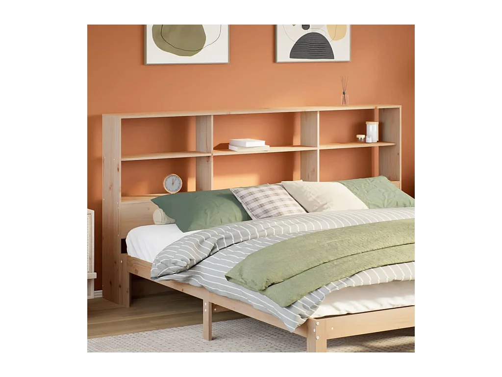 Tête de lit avec rangement 180 cm bois massif de pin