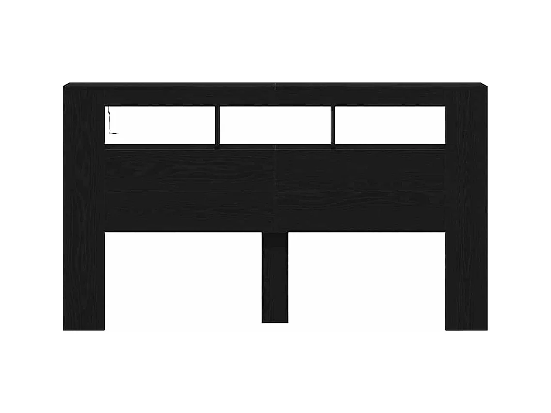 Cabecero LED con estante Roble negro 180 x 18.5 x 103.5 cm