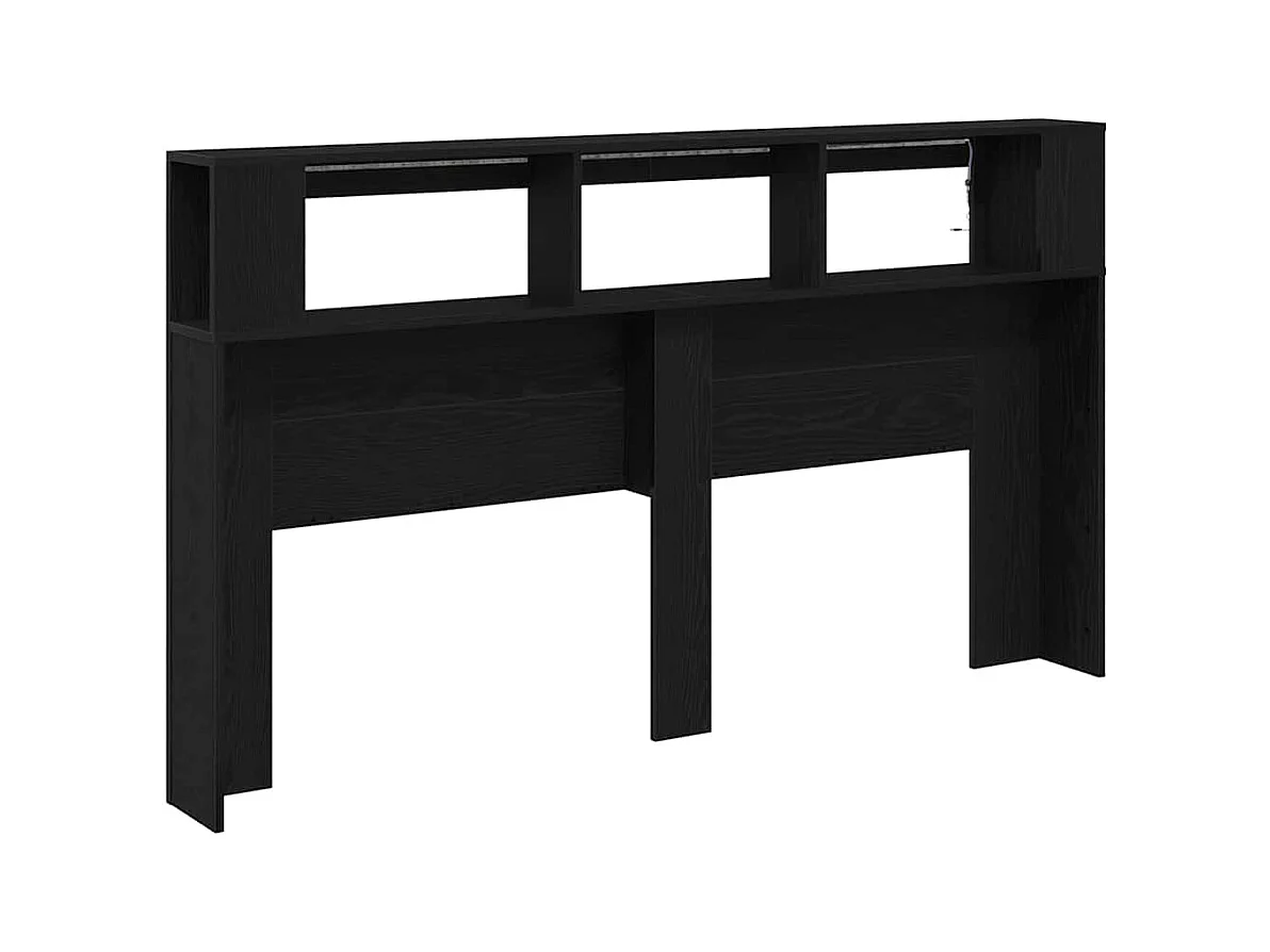 Cabecero LED con estante Roble negro 180 x 18.5 x 103.5 cm