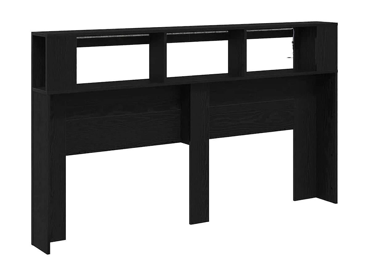 Tête de lit LED avec étagère Chêne noir 180 x 18.5 x 103.5 cm