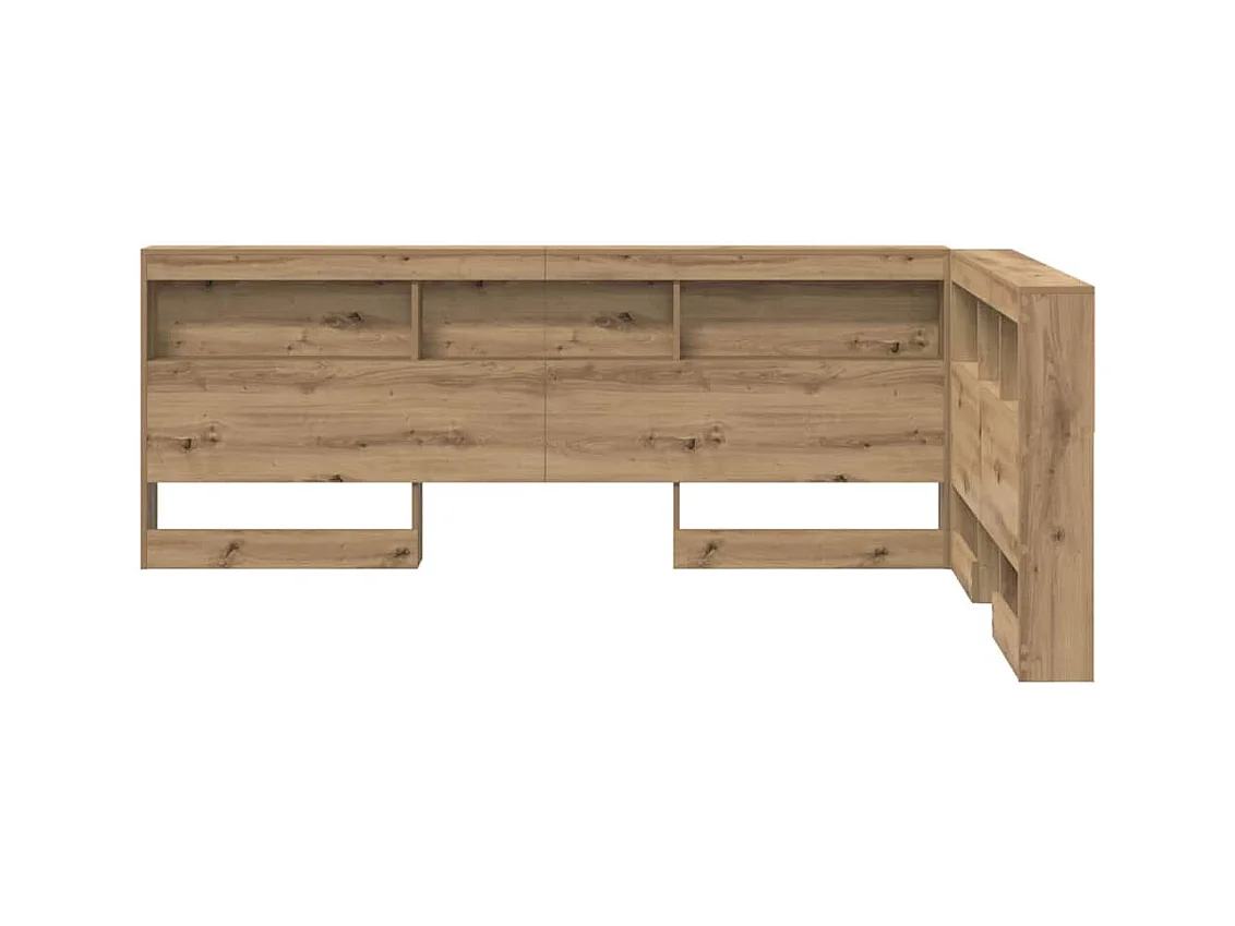 Tête de lit de rangement avec étagère chêne artisanal 120 cm