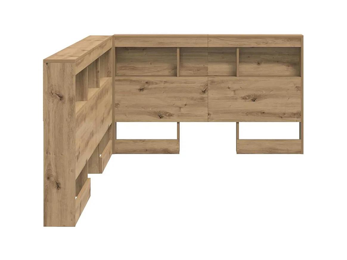 Tête de lit de rangement avec étagère chêne artisanal 120 cm