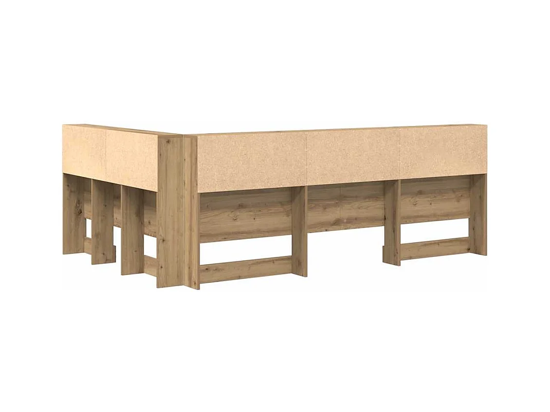 Tête de lit de rangement avec étagère chêne artisanal 120 cm