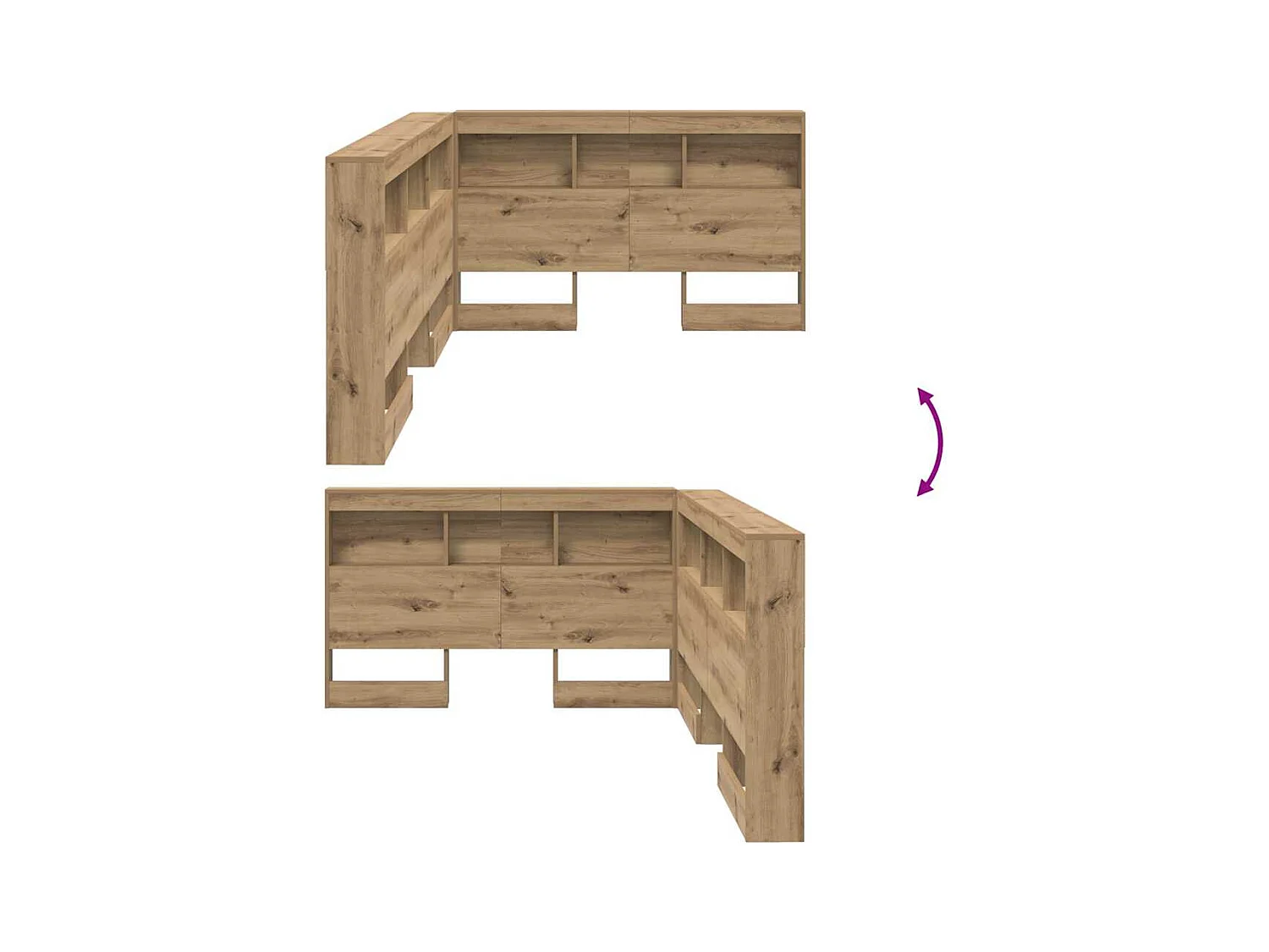 Tête de lit de rangement avec étagère chêne artisanal 120 cm