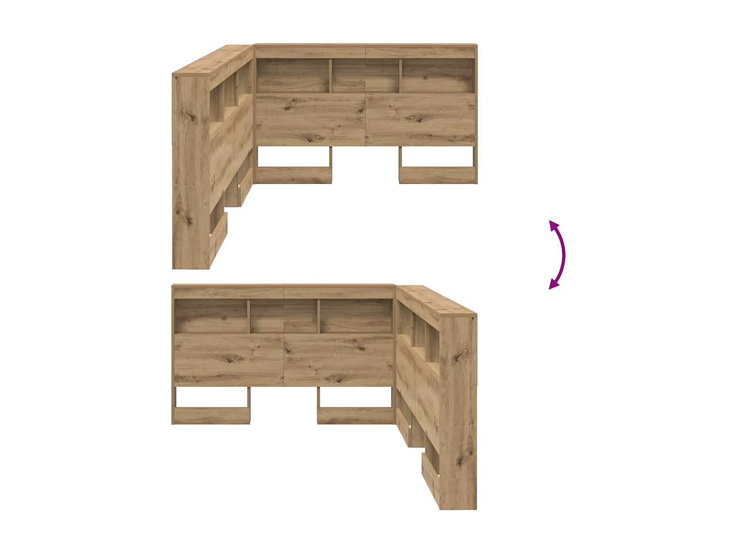 Tête de lit de rangement avec étagère chêne artisanal 120 cm