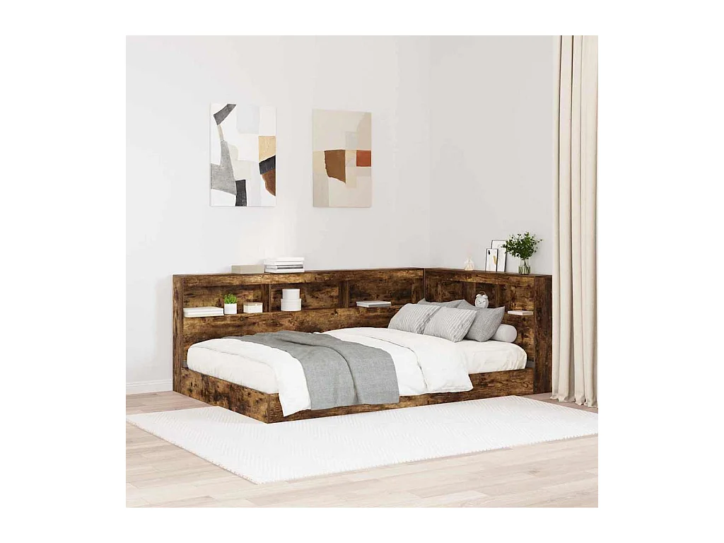 Tête de lit de rangement Chêne fumé 120 cm Bois d'ingénierie
