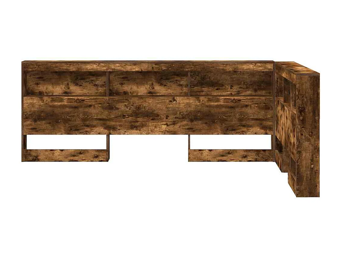 Cabecera de almacenamiento con estante Roble ahumado 120 cm