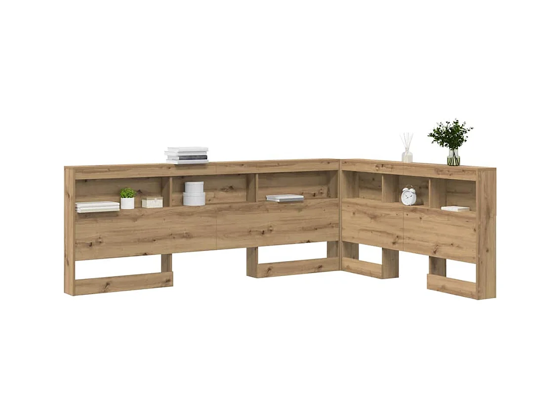 Tête de lit de rangement avec étagère chêne artisanal 135 cm
