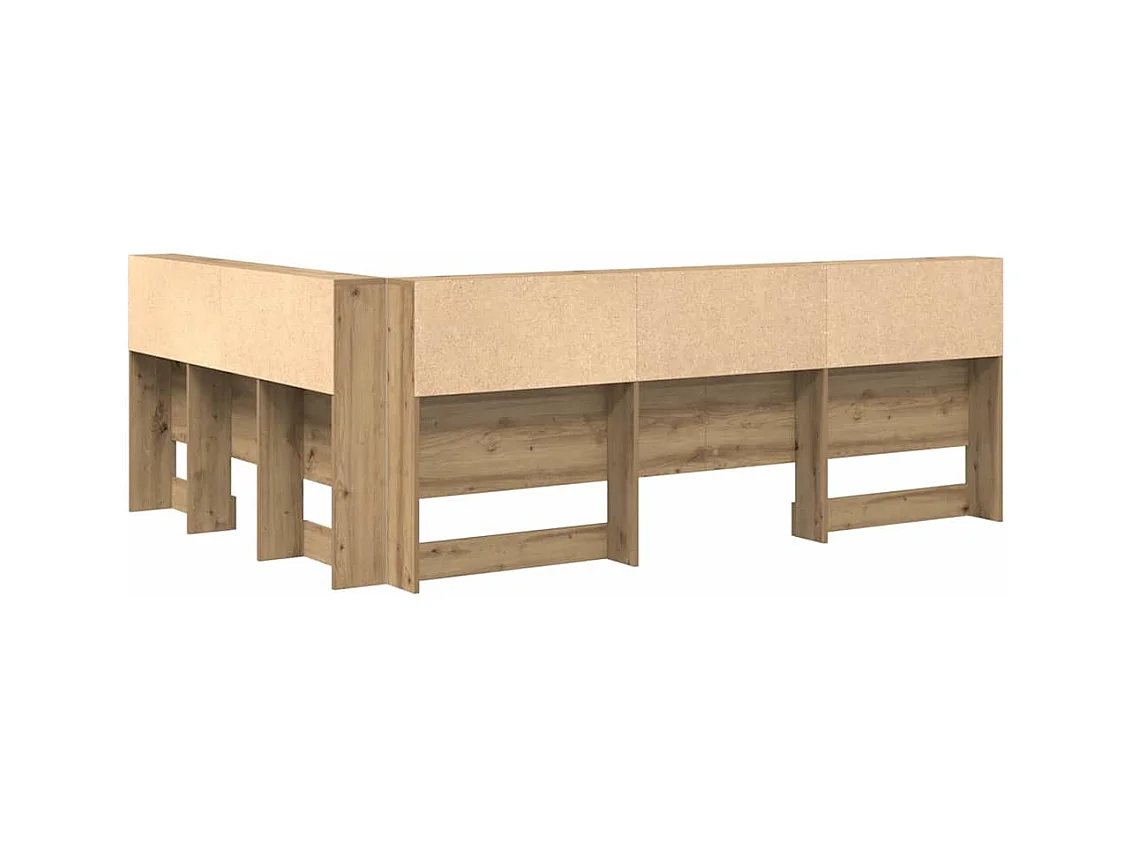 Tête de lit de rangement avec étagère chêne artisanal 135 cm