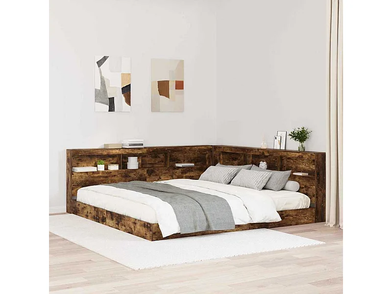 Tête de lit de rangement Chêne fumé 200 cm Bois d'ingénierie
