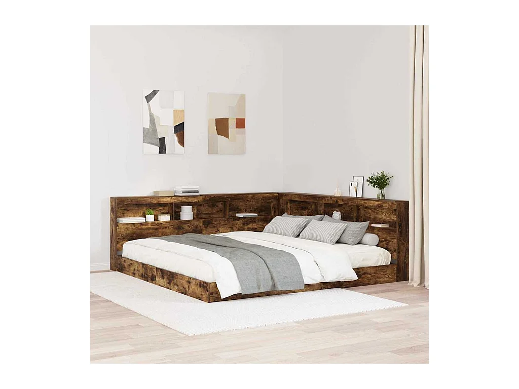 Tête de lit de rangement Chêne fumé 200 cm Bois d'ingénierie