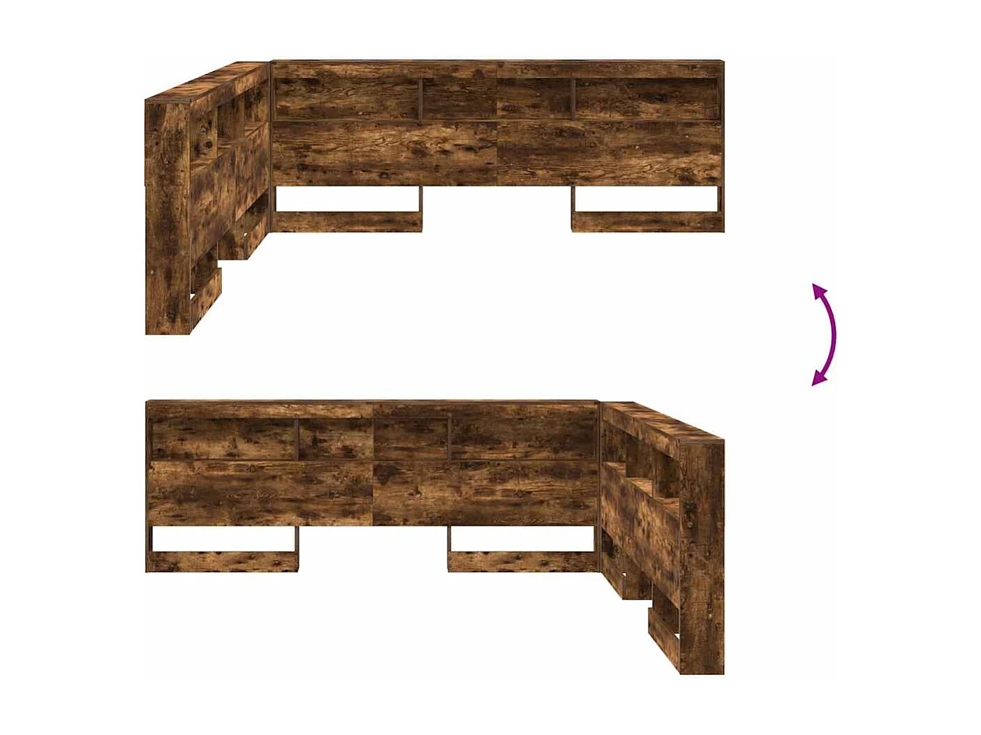 Cabecera de almacenamiento con estante Roble ahumado 200 cm