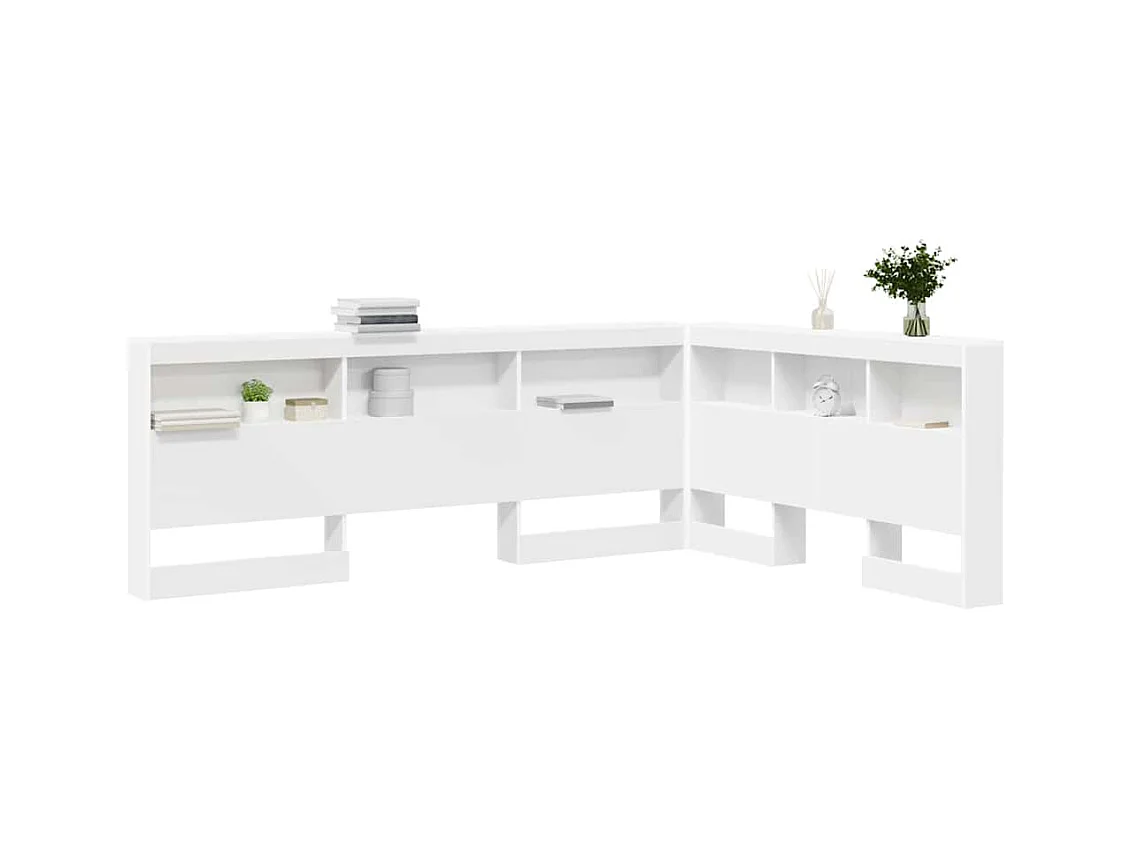 Opberghoofdbord met plank met opslag Wit 140 cm Bewerkt hout