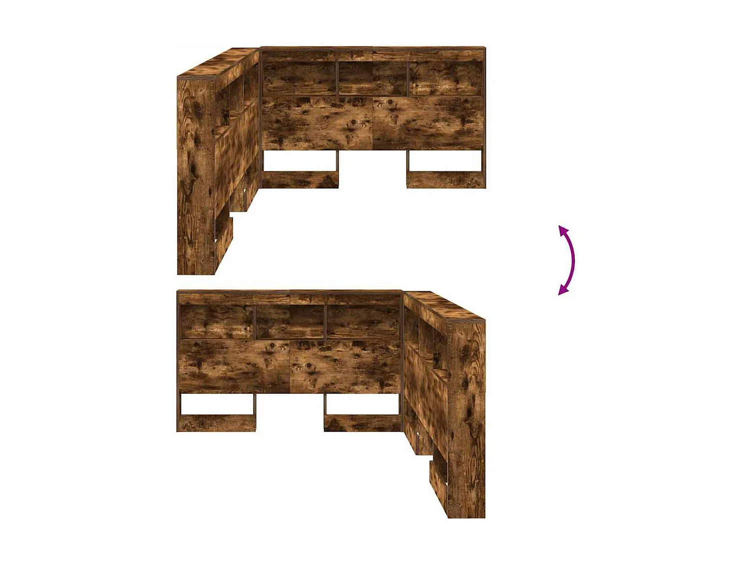 Cabecera de almacenamiento con estante Roble ahumado 120 cm