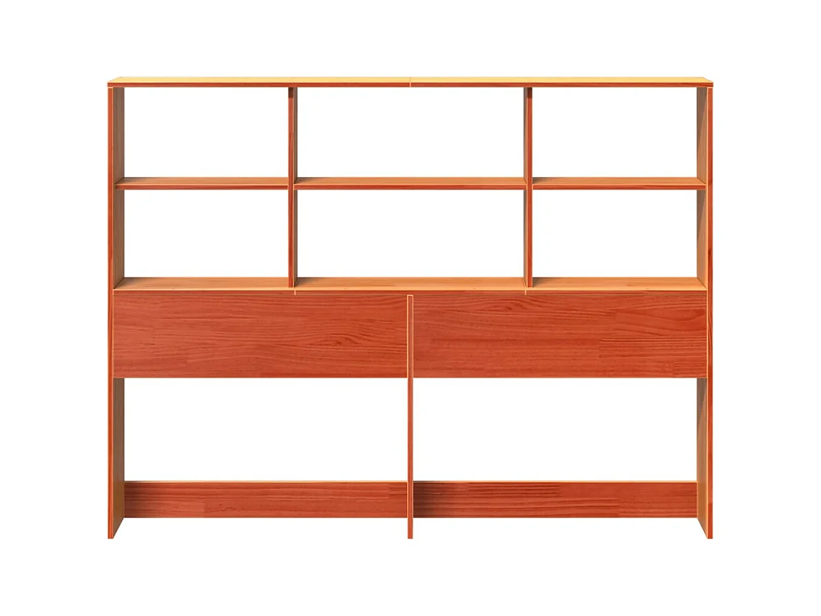 Tête de lit avec rangement cire marron 140cm bois massif de pin