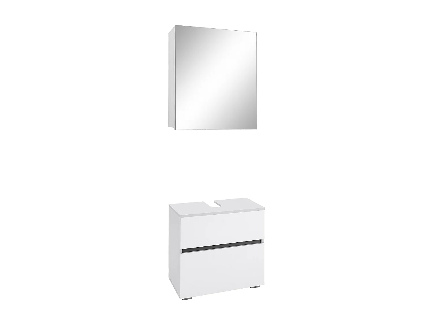 Wisla  | Set de salle de bain avec 2 armoires en aspect bois blanc